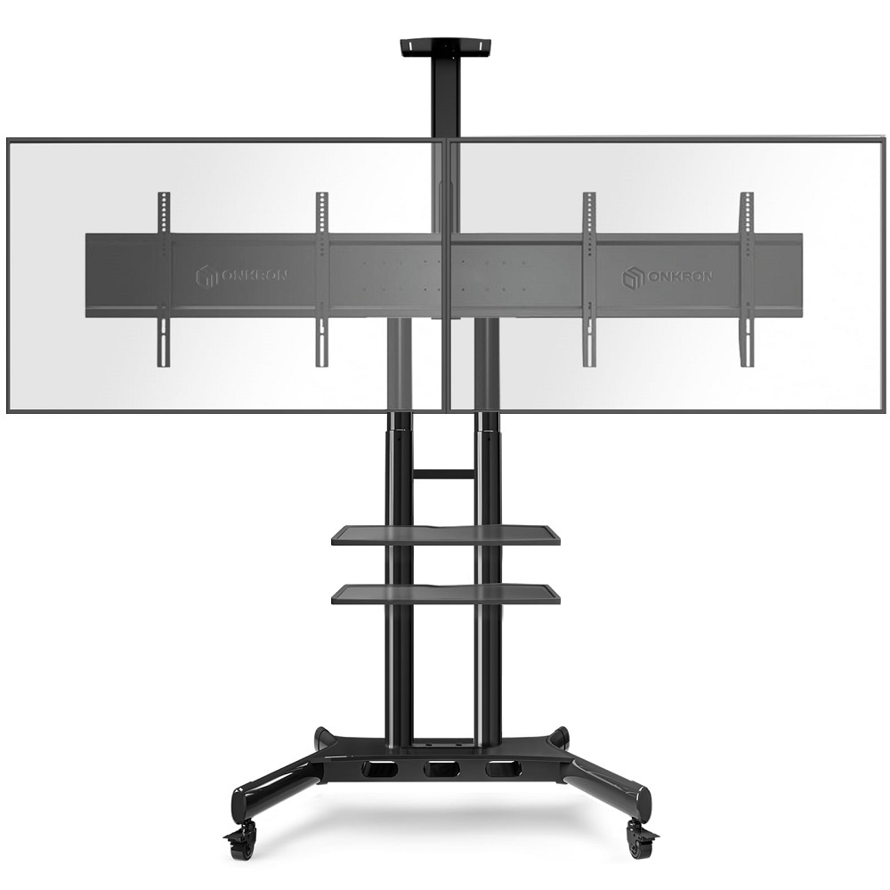 Ikki panelli mobil pol stend ONKRON TS1881DV Qora o'lchami 40"-65"