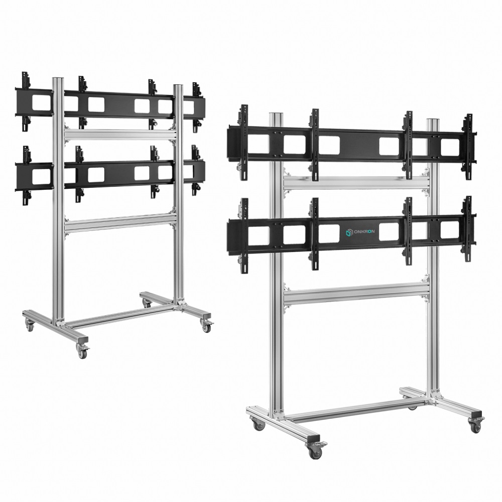 Video devorlar uchun mobil pol stend 2x2 ONKRON FSPRO2L-22 Silver 40”-55" o'lchamlari uchun