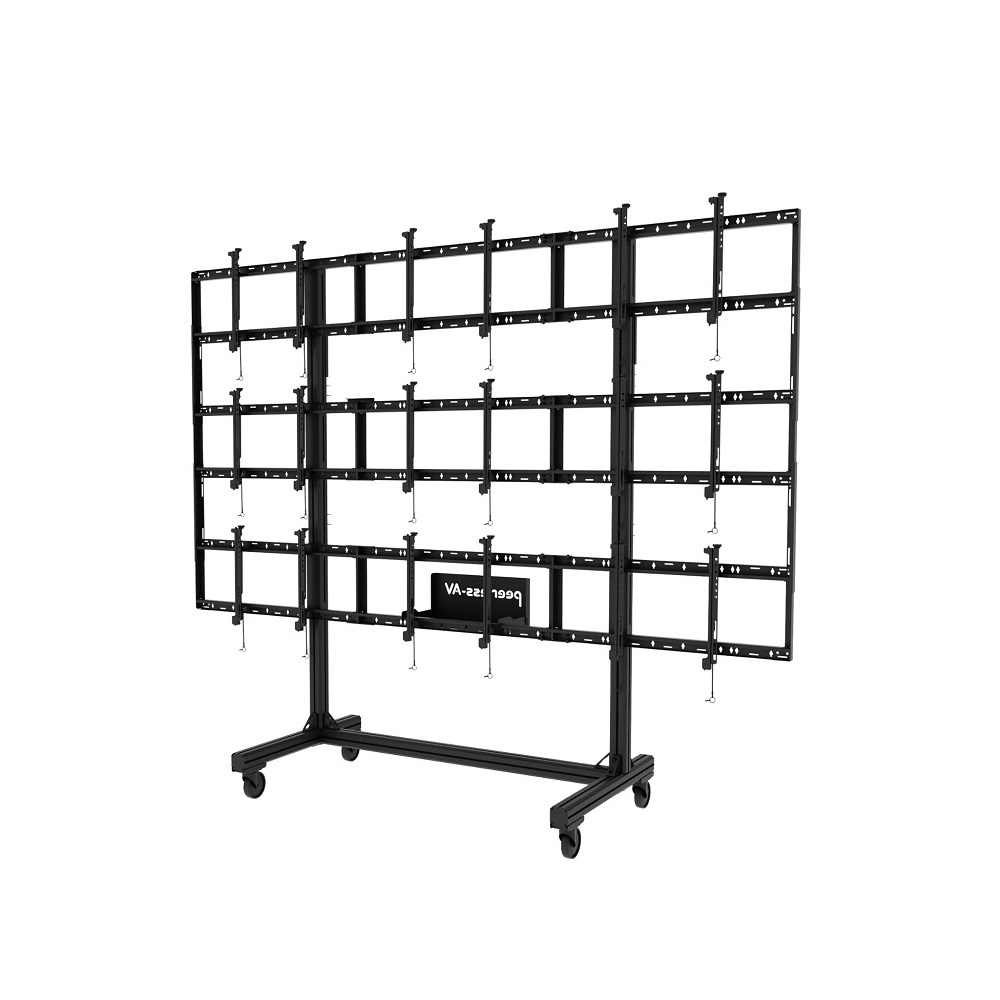 46-55 dyuym uchun Peerless-AV DS-C555-3X3 2x2/3x2 yoki 3x3 konfiguratsiyani yaratish uchun mobil pol stend.