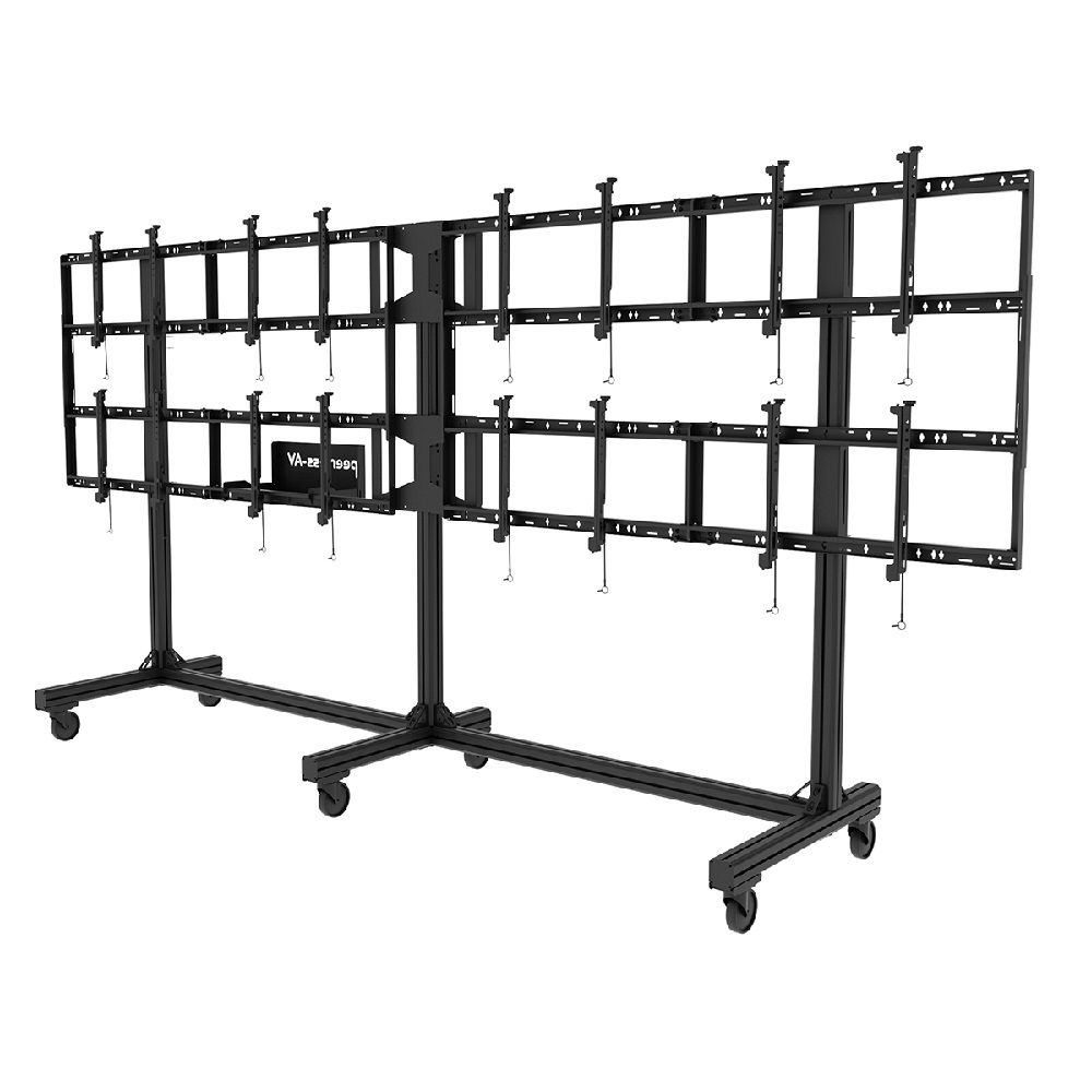 46-55 dyuym uchun Peerless-AV DS-C555-4X2 2x2, 3x2 va 4x2 konfiguratsiyalarini yaratish uchun mobil pol stend.