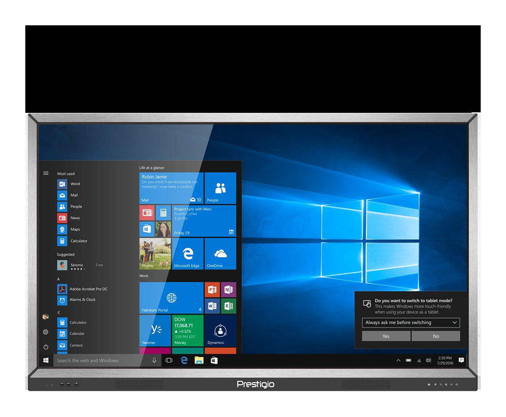 Interaktiv panel Prestigio MultiBoard 84" UHD, G-seriyasi PMB728G840