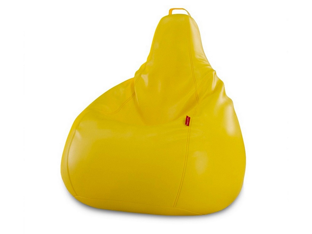 Eco-leather bean bag chair, yellow “ALMA”