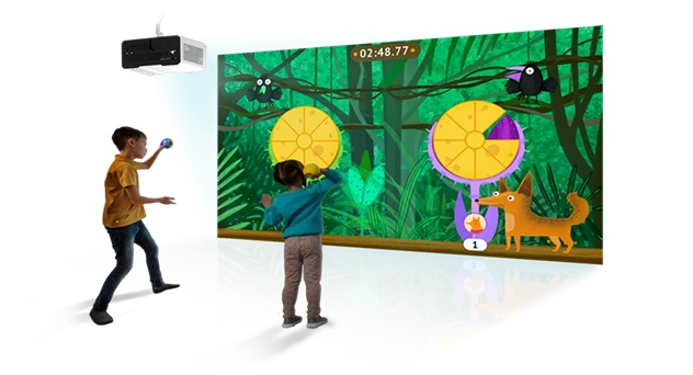 Interactive physical training complex for dark large rooms
