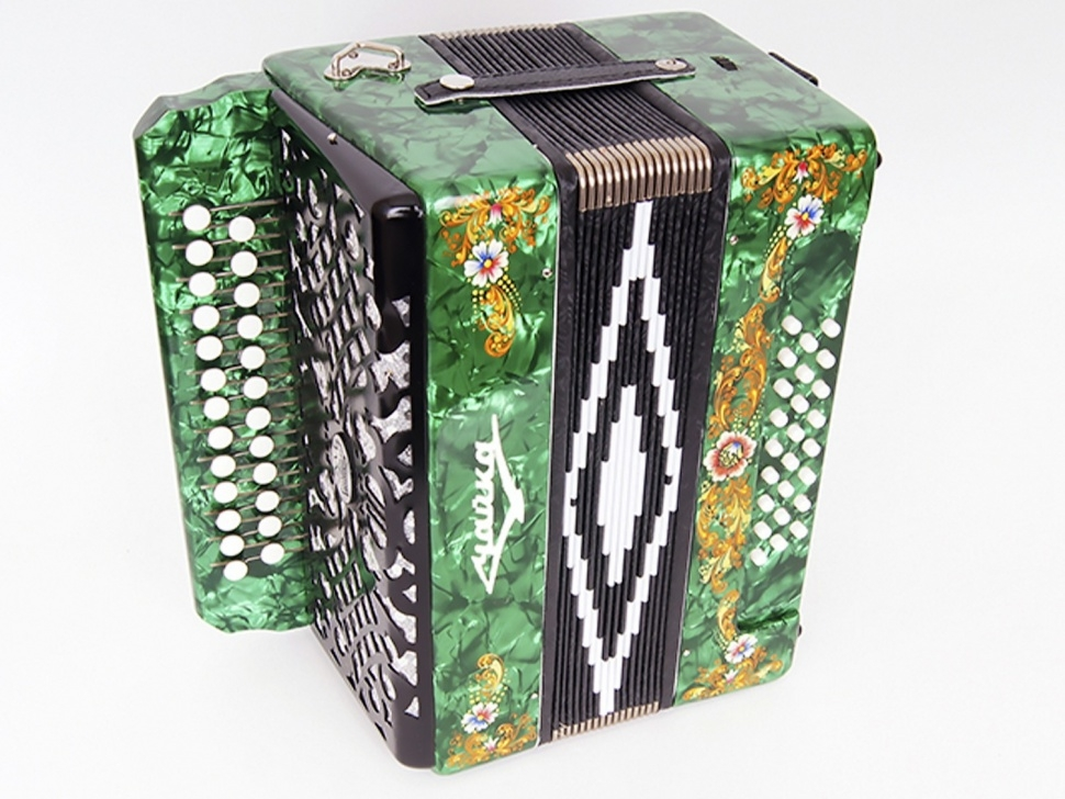 Accordion “Chaika 204” 25x25-II, green, Shuya accordion
