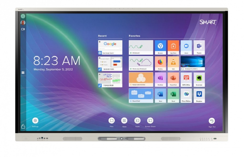 SMART Notebook dasturi bilan SMART SBID-MX275-V4 interaktiv paneli (SBID-MX075-V4 interaktiv panelining bir qismi sifatida)