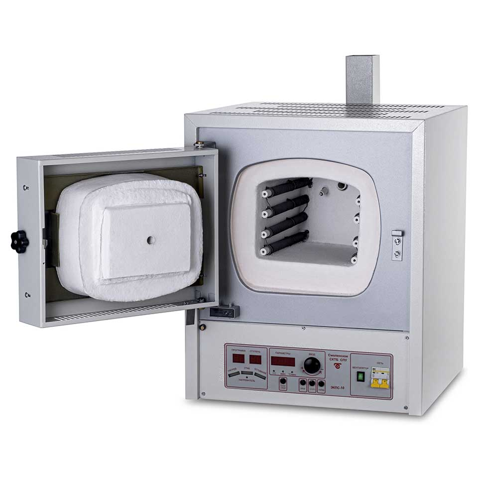 Muffle furnace EKPS-10 SPU mod. 4107 (10 l, 1250 °C, multi-stage thermostat MKU, with hood)