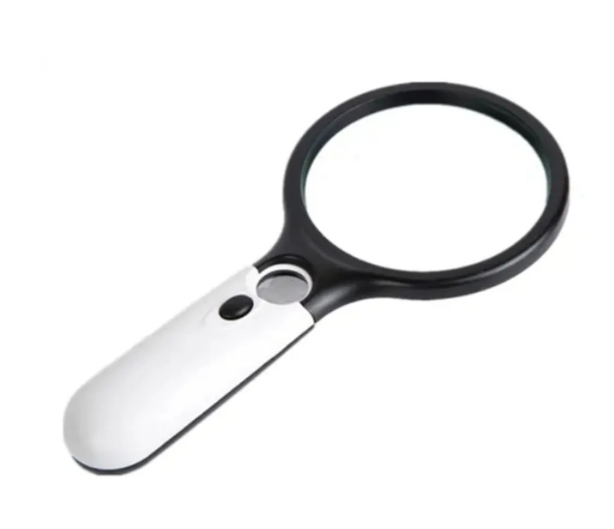 Hand magnifying glass (3x, Ø 70 mm) with backlight