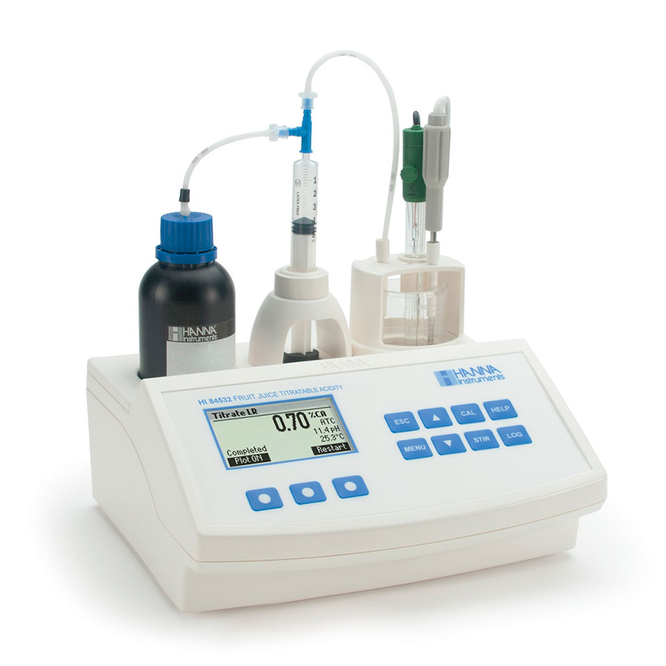 Minititrator HANNA HI 84532-02 (determination of titratable acidity and pH in fruit juices)