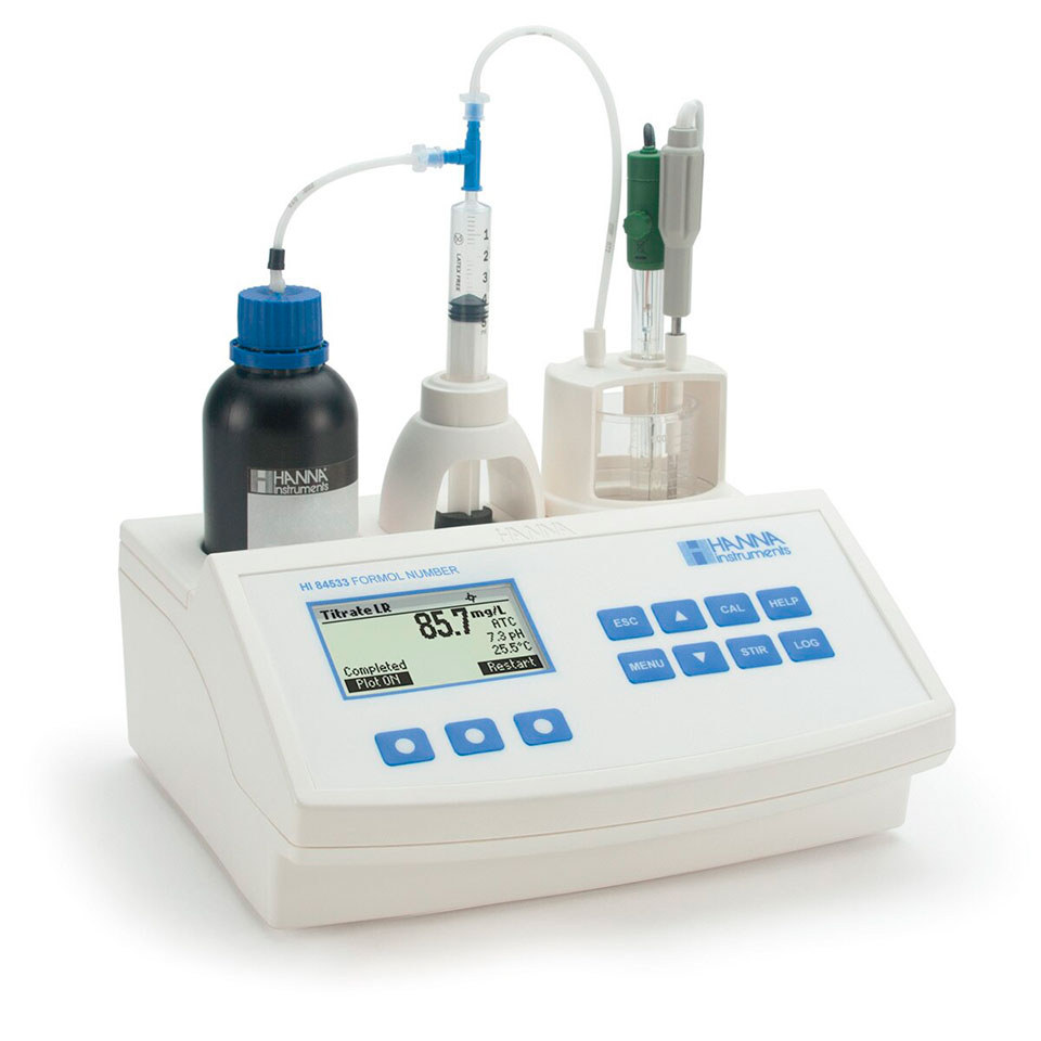 Minititrator HANNA HI 84533-02 (determination of formol number and pH in wine and fruit juices)