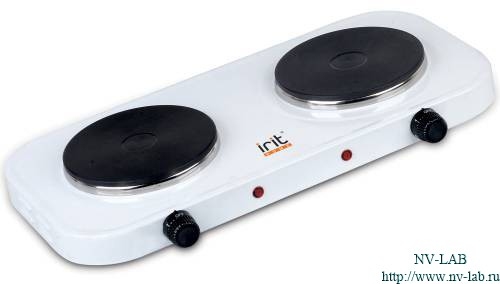 Electric stove IRIT IR-8008 (2×1000 W, 2×Ø155 mm, cast iron)