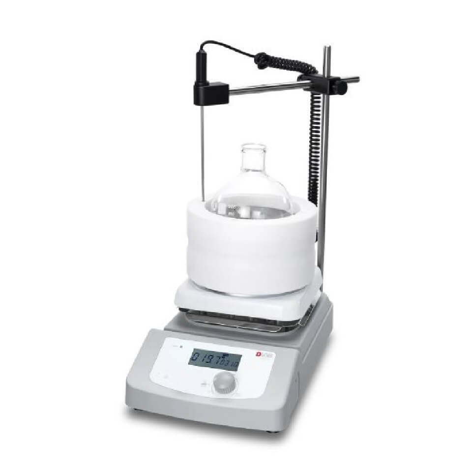 Heating plate DLAB HP380-Pro (380 °C, 140x140 mm, aluminum with ceramic coating), art. 5031151114; with temperature sensor and tripod (package), art. 5131151114