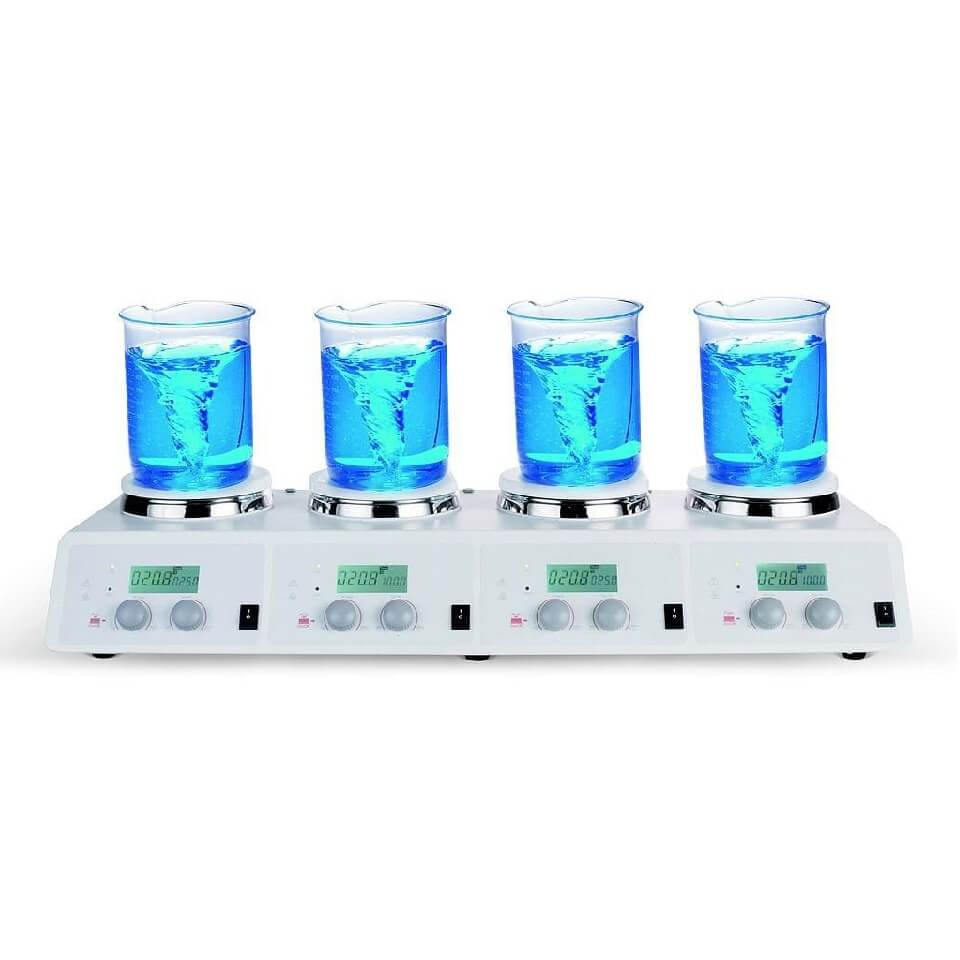 Magnetic stirrer ULAB US-4150D (4×10 l, 200…1500 rpm, +340 °C)
