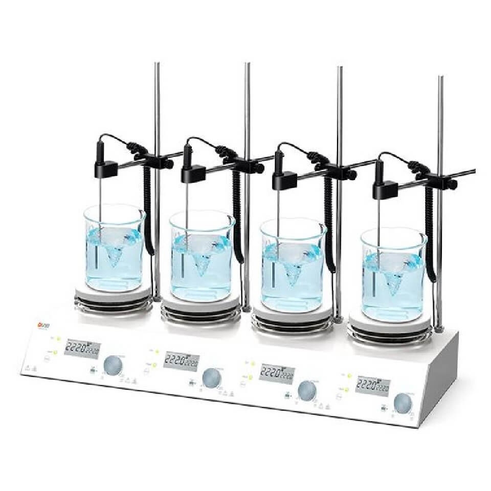 Magnetic stirrer DLAB MS-H280-S4 (4-seater, 4x3 l, 200...1500 rpm, 280 °C), art. 8030271112 + 18900016x4 + 18901706x4