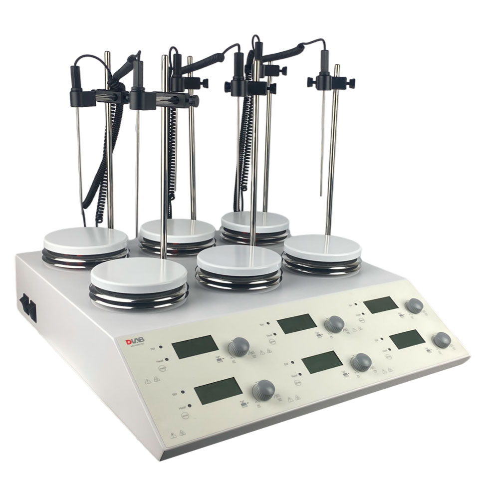 Magnetic stirrer DLAB MS-H280-S6 (6-seater, 6x3 l, 200...1500 rpm, 280 °C), art. 8030351112 + 18900294