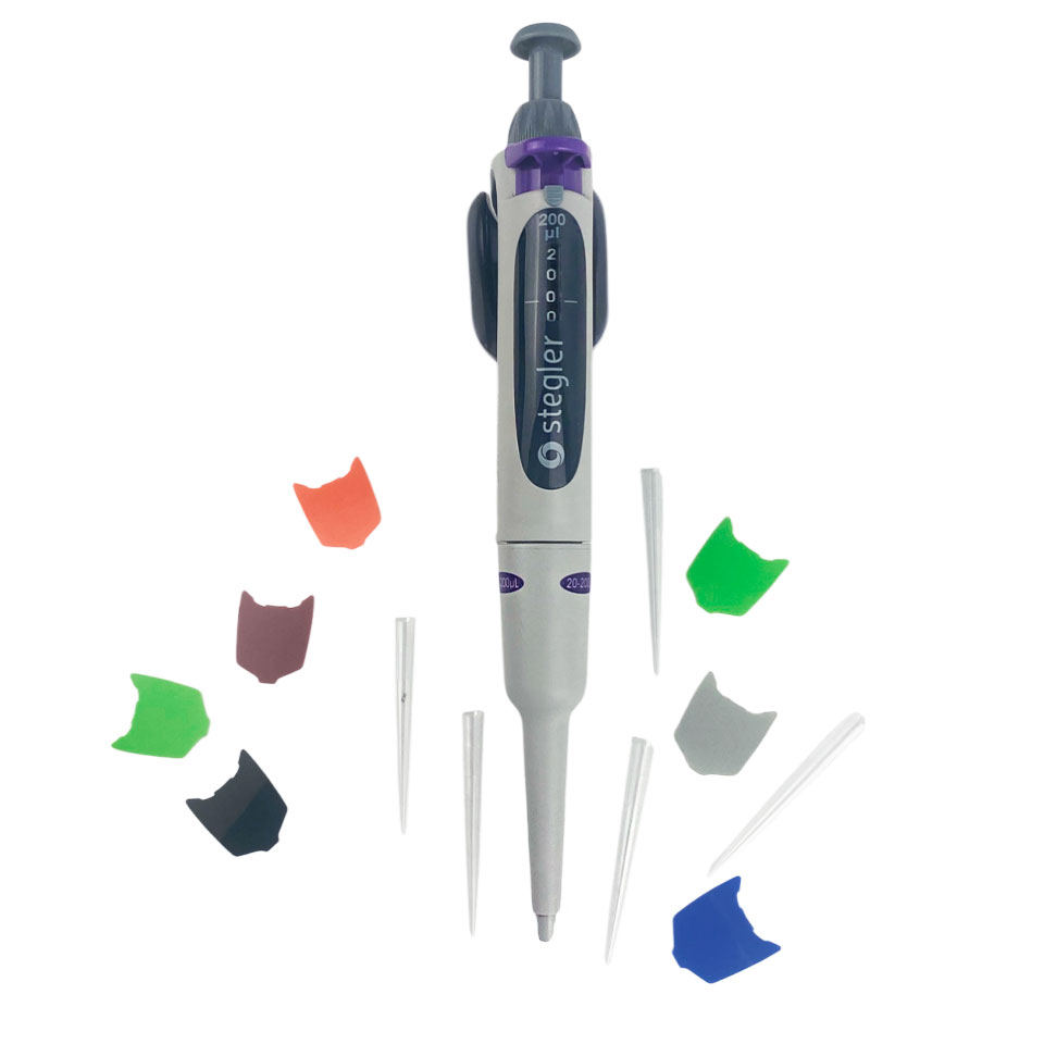 Single-channel variable volume dispenser Stegler SV-1-20-200 (20-200 µl, partially autoclavable)
