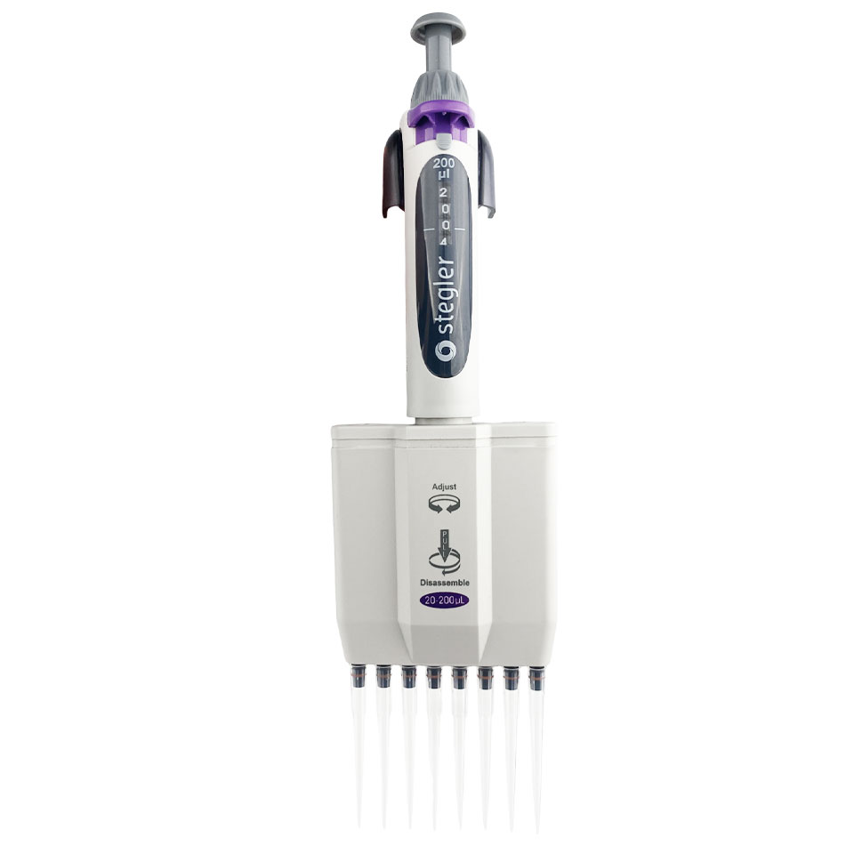Eight-channel variable volume dispenser Stegler MVA-8-20-200 (8 channels, 20-200 µl, fully autoclavable)