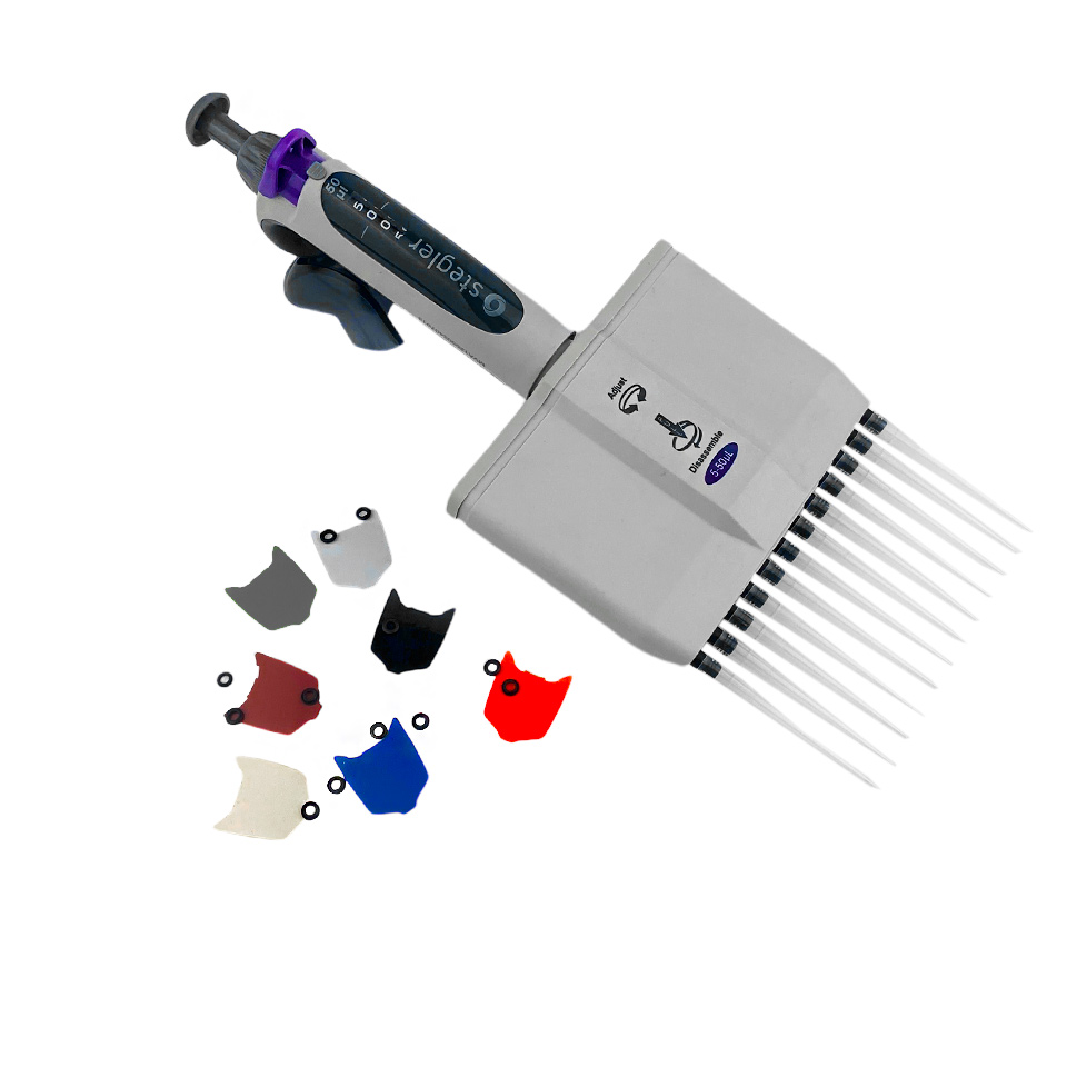 Twelve-channel variable volume dispenser Stegler MVA-12-5-50 (12 channels, 5-50 µl, fully autoclavable)