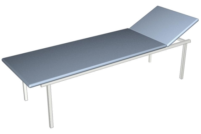 Examination couch on a metal frame