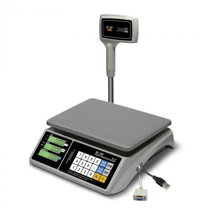 Commercial desktop scales MERTECH M-ER 328 ACPX-15.2 TOUCH-M LCD RS232 and USB (15 kg, 2 g, external calibration)