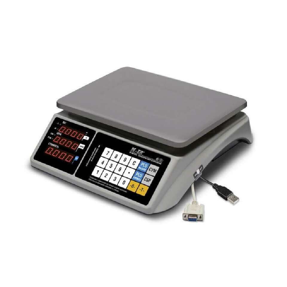 Commercial desktop scales MERTECH M-ER 328 AC-6.1 TOUCH-M RS232 and USB (6 kg, 1 g, external calibration)