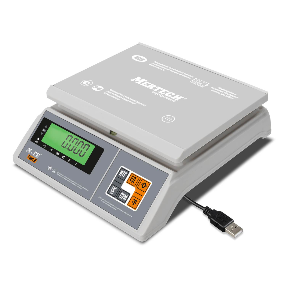 Portion scales Mertech M-ER 326 AFU-3.01 Post II LCD USB-COM (3 kg, 0.1 g, external calibration), 3104