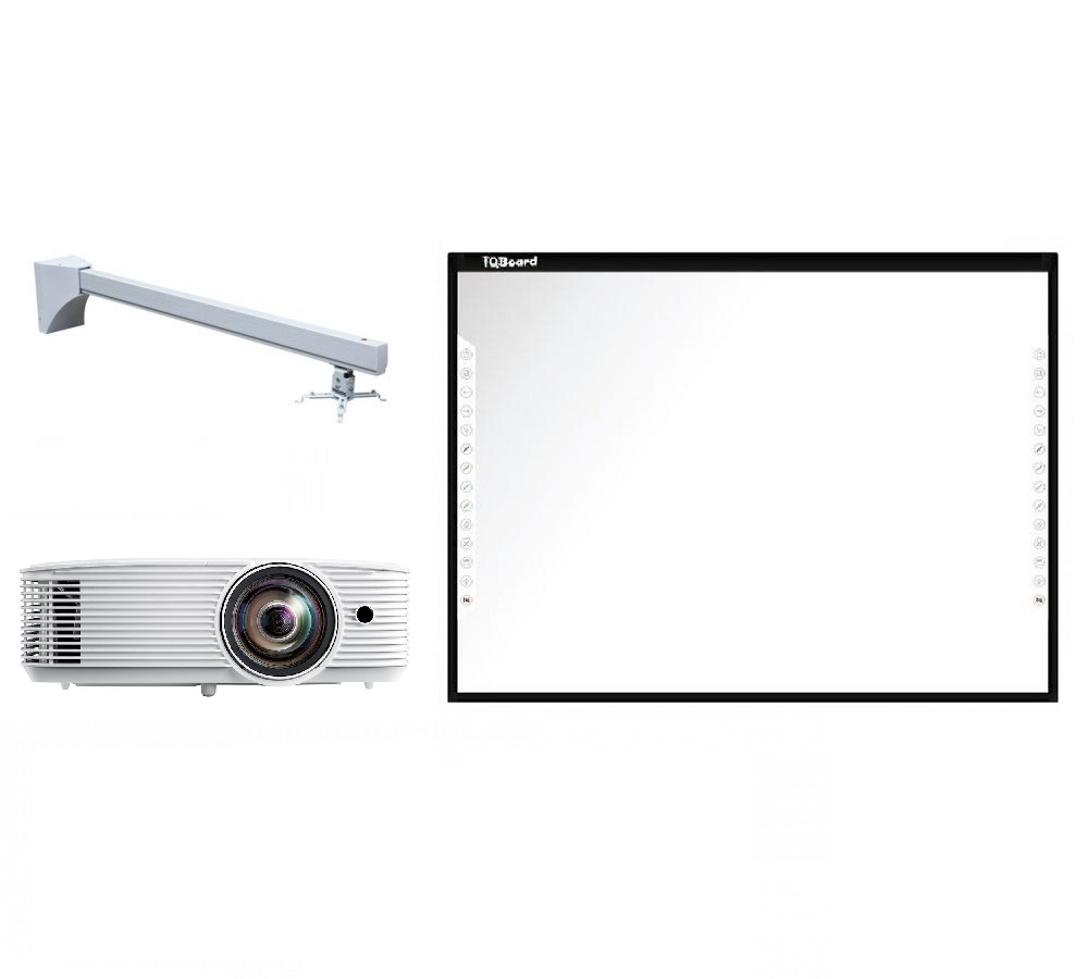 Интерактивный комплект IQBoard DVT T087 с проектором Optoma X309ST и креплением Wize WTH-140