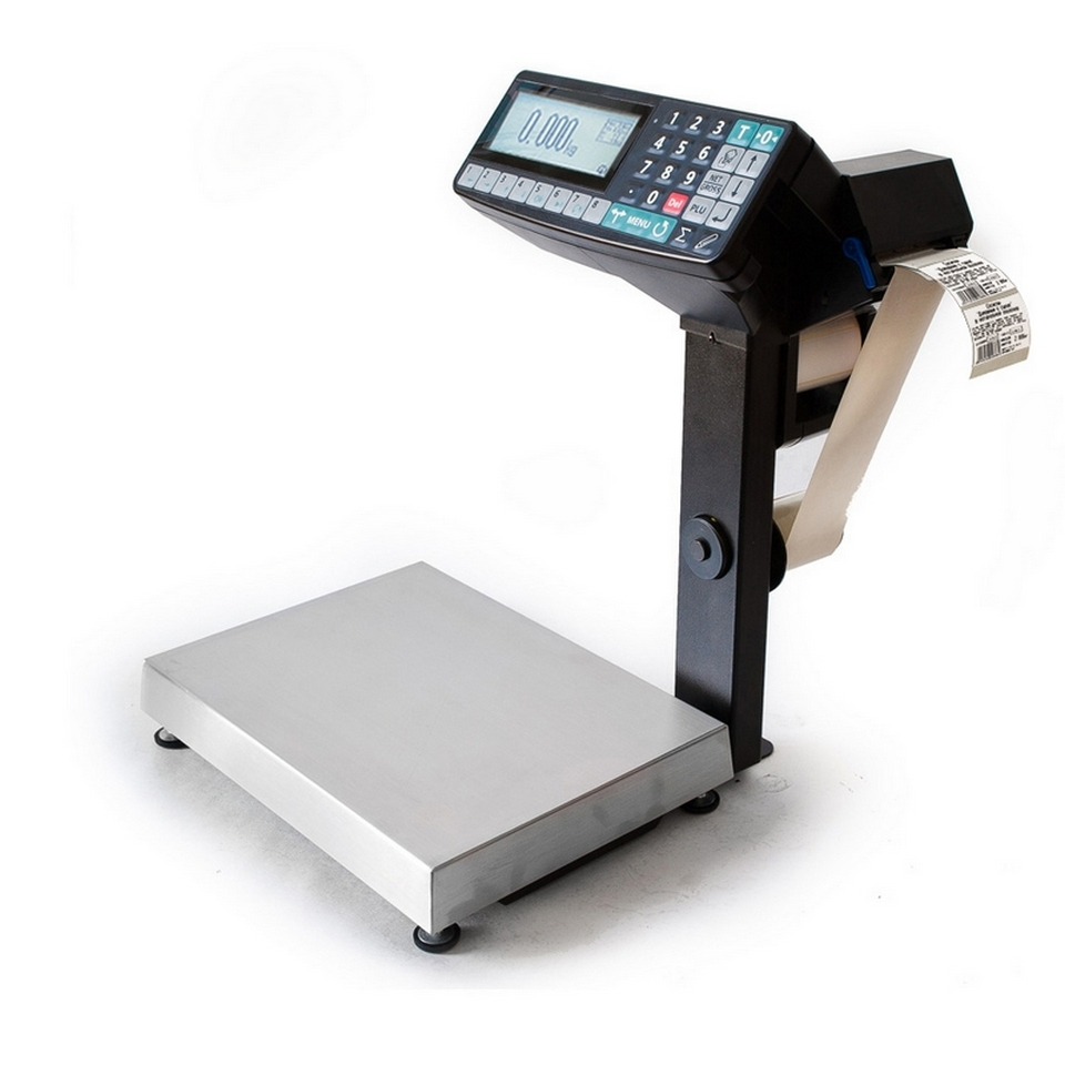 Industrial commercial scales Massa-K MK-15.2-R2P-10-1 (15 kg, 2/5 g, external calibration, label printing)