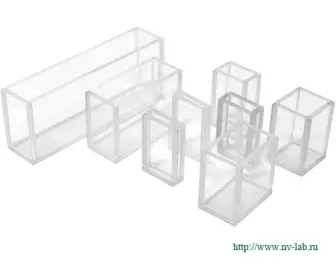 Quartz cuvettes for fluorimetry