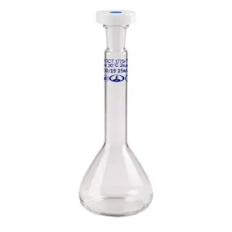 Volumetric flask (version 2a) with one mark and plastic stopper