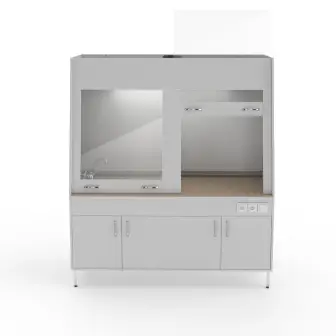 Double-frame fume hood with plumbing fixtures and a countertop made of porcelain tiles NV-1800 ShVd-U