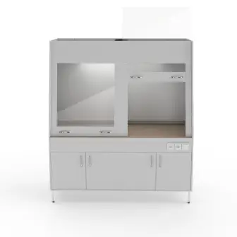 Fume hood with ceramic countertop. tiles and a hood from the lower cabinet Teolab NV-1800 ShVd-B