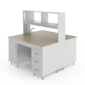 Chemical island table with porcelain tile top NV-1500 OKH