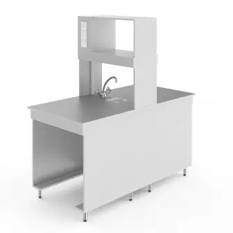 Chemical island table with a tabletop made of chemical-resistant plastic NV-800 OSPH