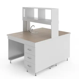 Chemical island table with porcelain tile top NV-1200 OKH