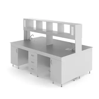 Chemical island table with a tabletop made of chemical-resistant plastic NV-2400 OSPH
