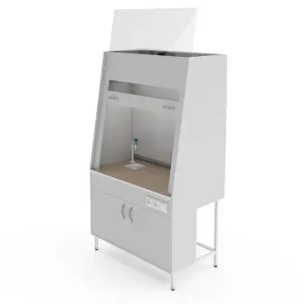 Fume hood with a countertop made of porcelain tiles and plumbing fixtures Teolab ShV-1200 KG-S