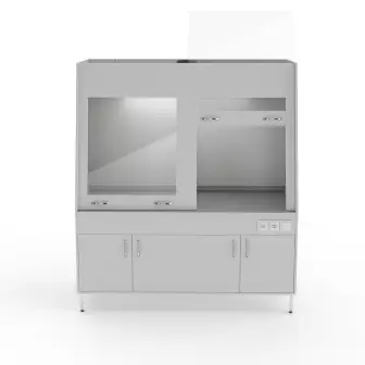 Double-frame fume hood with a tabletop made of chemical-resistant plastic NV-1800 ShVd-SPB