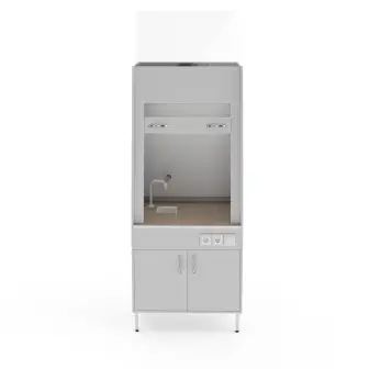 Fume hood with a countertop made of porcelain tiles and plumbing fixtures Teolab ShV-900 KG-S