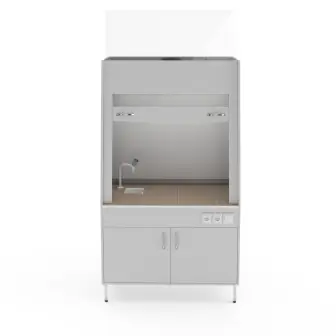 Fume hood with ceramic countertop. tiles, with plumbing fixtures and hood from the lower cabinet Teolab ShV-1200 KG-S-V
