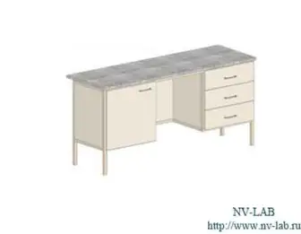 Desk S-18 (1460*600*750) 1 shelf, 1 door, 3 drawers