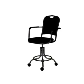 Armchair KR09 (on a screw support with armrests, black)