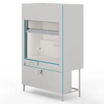 Fume hood with plumbing fixtures and a table top made of monolithic ceramics ShV NVK 1500 MON+