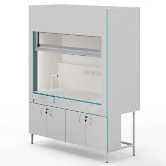 Fume hood with plumbing fixtures and a table top made of monolithic ceramics ShV NVK 1800 MON+
