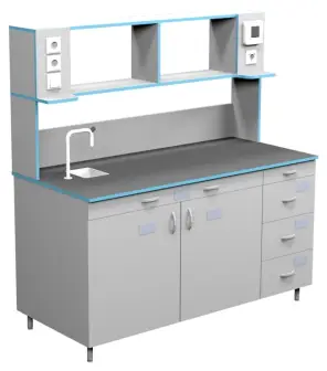 Wall-mounted table for standing work with drain sink SLP NVK 1500 EPOC+ (1500x700x1650)