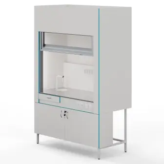 Fume hood with plumbing and stainless steel countertop ShV NVK 1500 STAINLESS+
