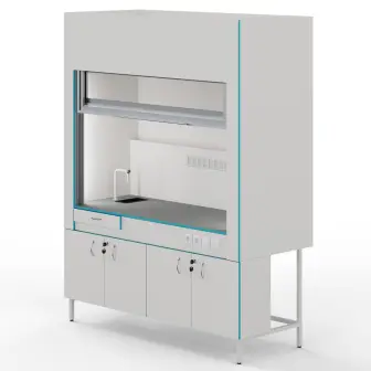 Fume hood with plumbing fixtures and a tabletop made of chemical-resistant plastic ShV NVK 1800 PLAST+