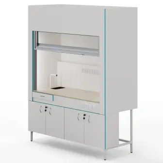 Fume hood with plumbing fixtures and polypropylene tabletop ShV NVK 1800 PP+