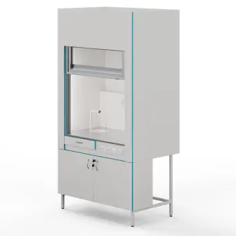 Fume hood with plumbing and stainless steel countertop ShV NVK 1200 STAINLESS+