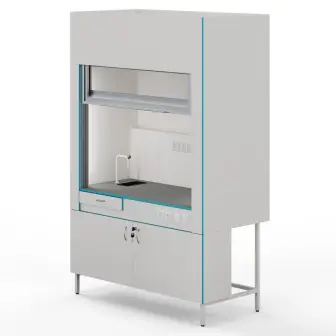 Fume hood with plumbing fixtures and a tabletop made of chemical-resistant plastic ShV NVK 1500 PLAST+