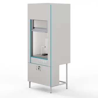 Fume hood with plumbing fixtures and a tabletop made of chemical-resistant plastic ShV NVK 900 PLAST+